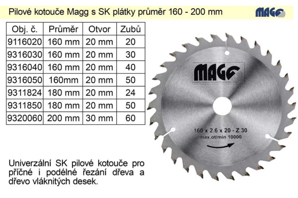 MAGG 9216050 Pilový kotouč HOBBY SK 160x2,6x20 50z
