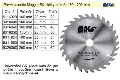 MAGG 9316030 Pilový kotouč HOBBY SK 160x2,6x20 30z  (7768859)