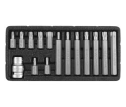 YATO YT-0417 Sada bitů 10mm 15dílná TORX T20-T55 - Sada bit torx s otvorem 10mm pro rzov roubovky nebo 1/2 gola systm