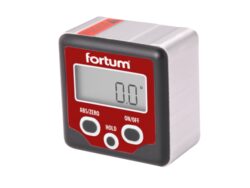 FORTUM 4780200 Sklonoměr digitální - Pro zjištění úhlu sklonu předmětů. Silné magnety na spodní straně, LCD displej, rozsah měření ±180°, na baterie 3V typ CR2032.