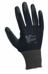 CERVA BUNTING BLACK Rukavice vel.10 - Pracovn rukavice bezev ve velikosti 10, z jemnho nylonu s prunou manetou, dla a prsty jsou potaen tenkou vrstvou ernho polyuretanu. CERVA