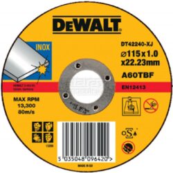 DEWALT DT42240 Kotouč řezný 115x1mm - Řezný kotouč na nerez, plochý 115 x 1 mm
