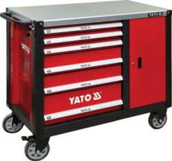 YATO YT-09002 Skříňka dílenská pojízdná 6 zásuvek +zavírací skříň červená - Skříňka dílenská pojízdná 6 zásuvek +zavírací skříň červená