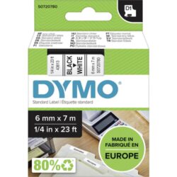 DYMO S0720780 Páska termo D1 pro štítkovač č/b 6mm 7m - Páska pro štítkovače D1 s šířkou 6mm pro štítkování v kanceláři, obchodě, ve škole nebo na cestách. DYMO